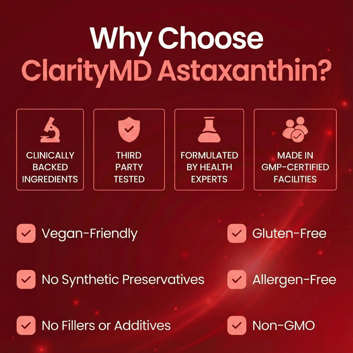 ClarityMD Astaxanthin – Combate Naturalmente el Estrés Oxidativo para Restaurar el Equilibrio por Dentro y por Fuera
